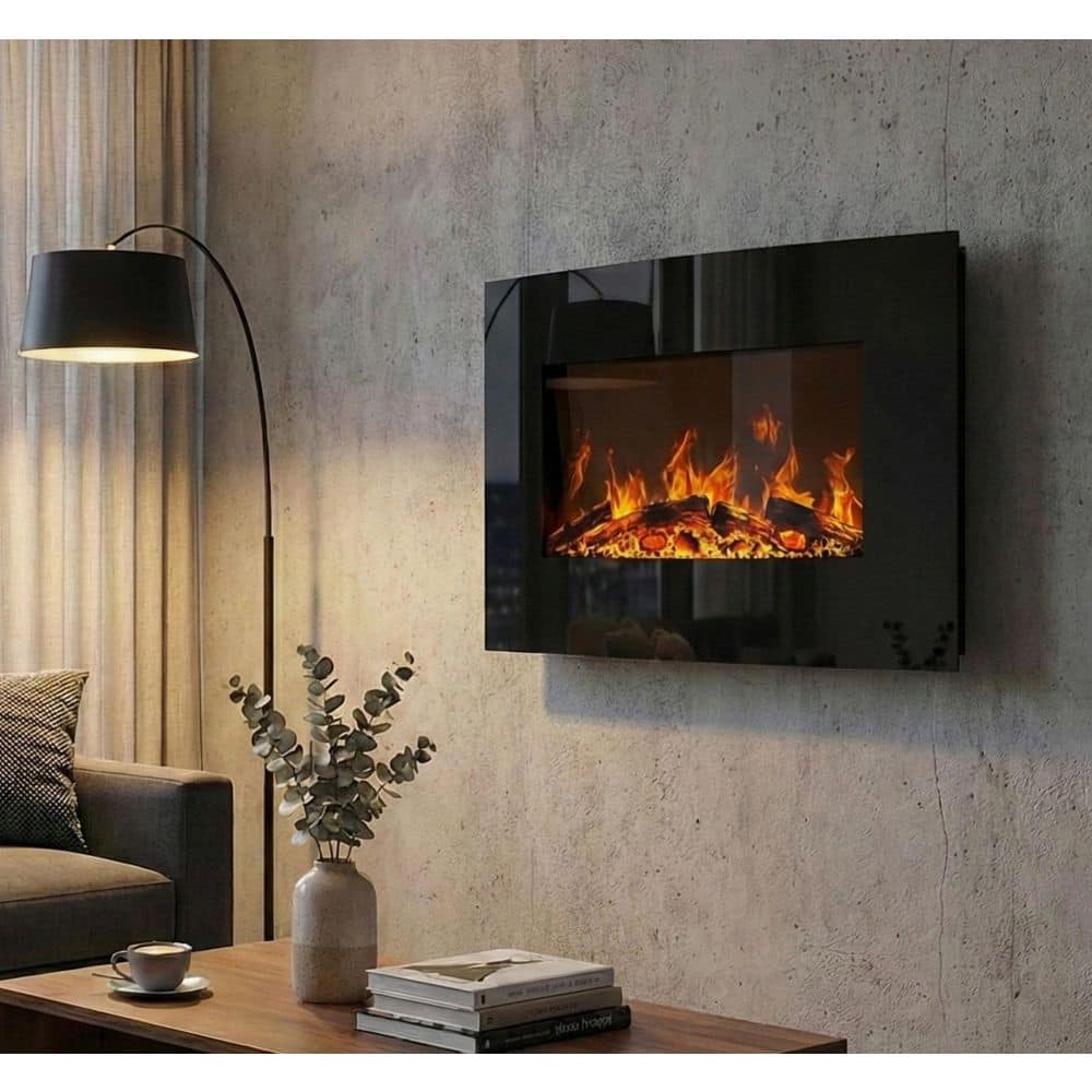 Northwest 36 in. Curved Color Changing Electric Fireplace Wall