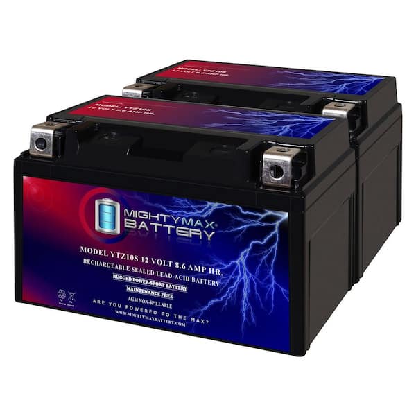 MIGHTY MAX BATTERY YTZ10S 12V 8.6AH Replacement Battery compatible with Parts Unlimited 2113-0089 AGM - 2 Pack