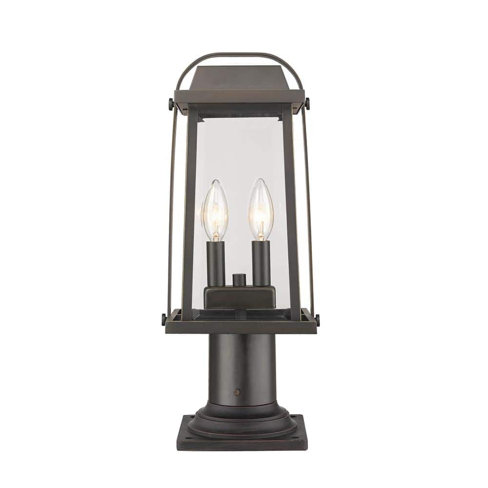 Millworks 18.8 2 Light Rubbed Bronze Aluminum Outdoor Hardwired Weather Res