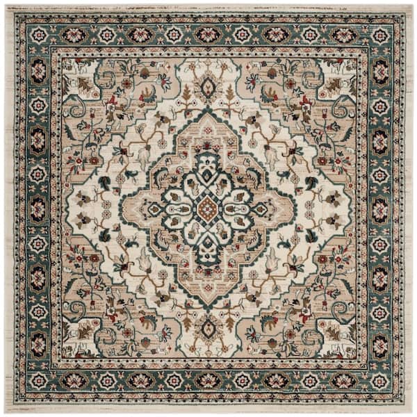 Lyndhurst Cream/Beige 7 ft. x 7 ft. Square Border Area Rug
