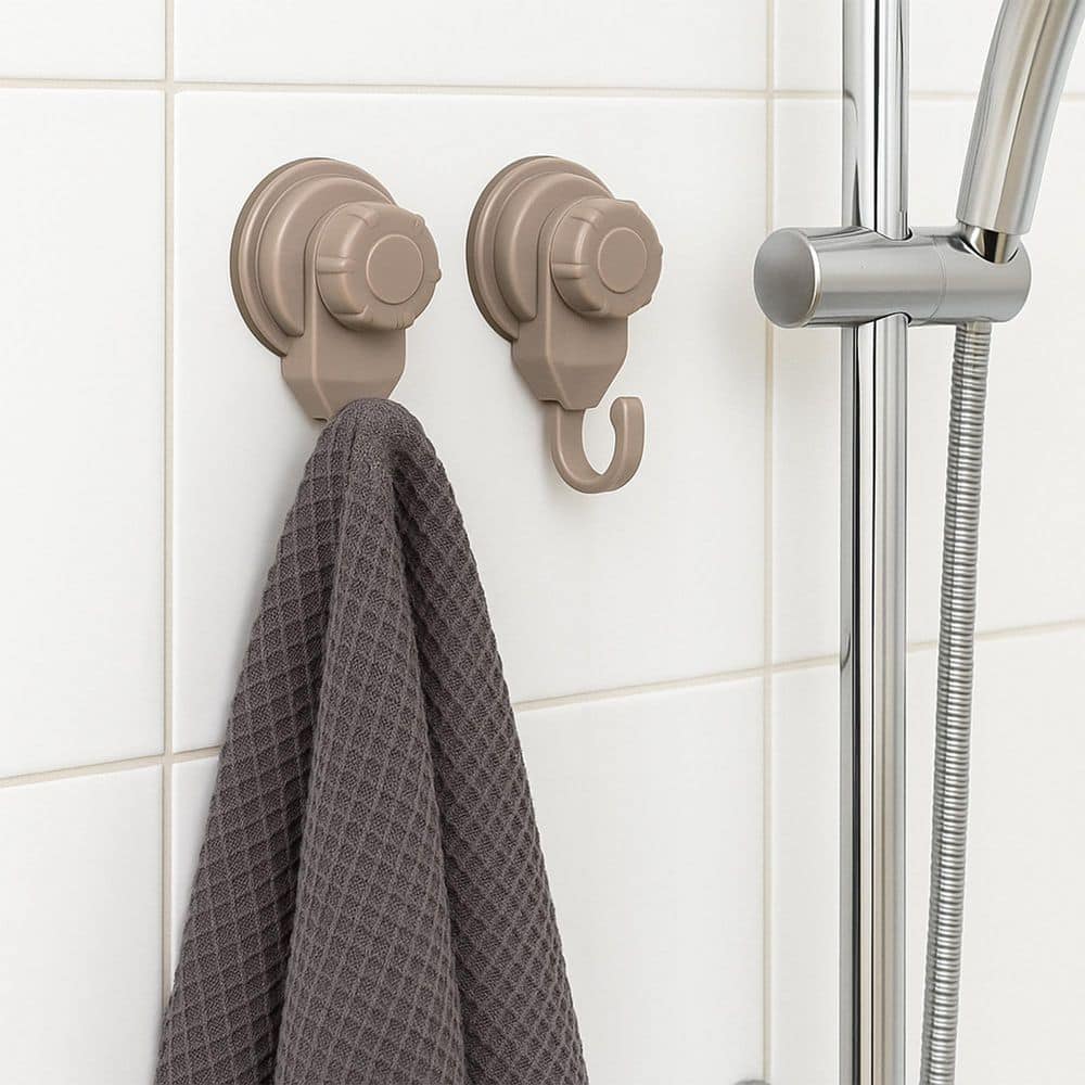 Taupe Bath, Kitchen, Home Strong Hold Suction Hooks (Set of 2) price history on PriceWatchPro