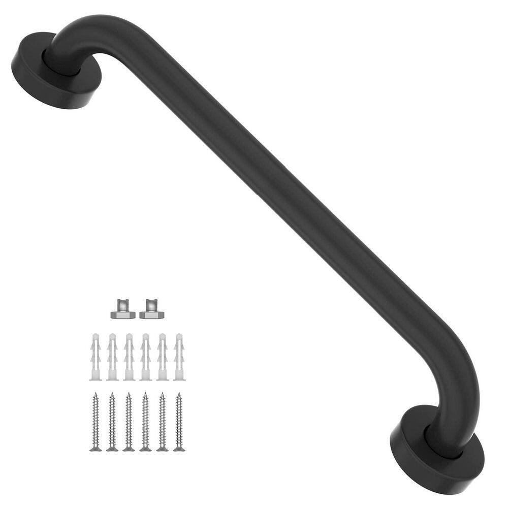 16 in. Diameter Concealed Screw Grab Bar Bathroom Shower Handrail in Matte Black for Elderly Safety 1 Piece price history on PriceWatchPro
