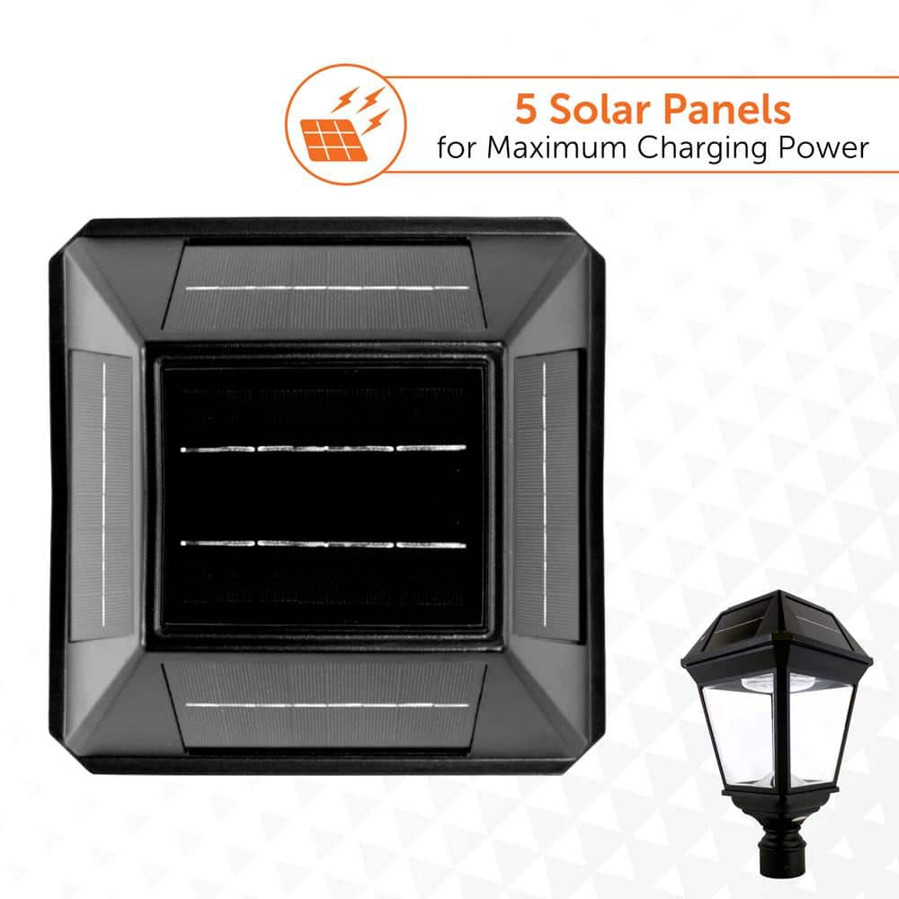 Imperial III Black Double Solar Post Light with Beveled Lens