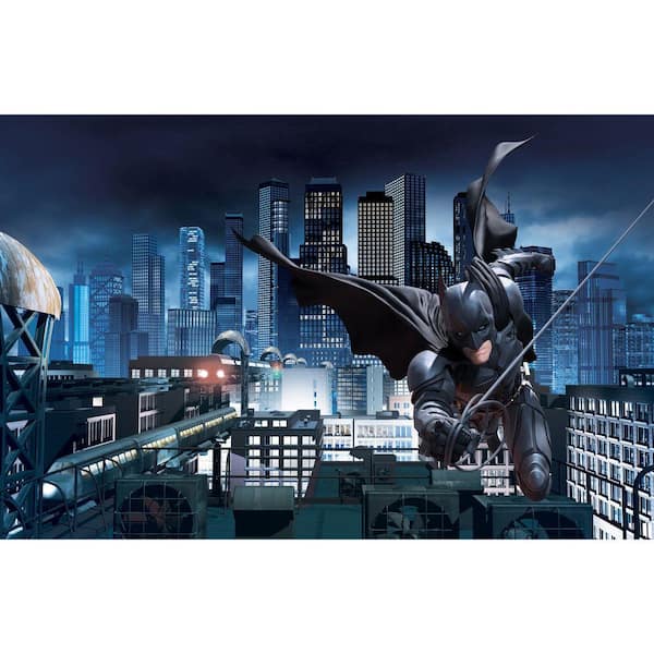 York Wallcoverings 6 ft. x 10.5 ft. Ultra-strippable Wallpaper Dark Knight Rises-Batman Prepasted Mural-DISCONTINUED