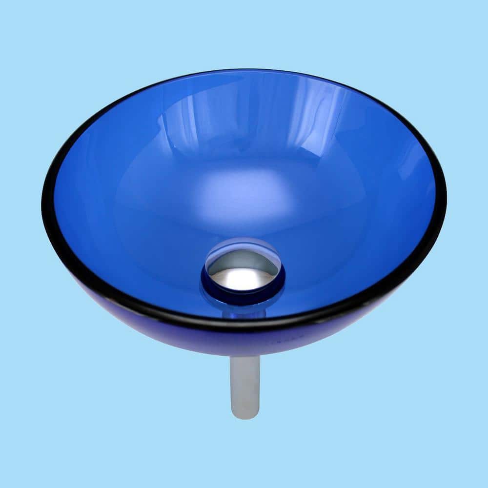 Blue Tempered Glass Above-Counter Vessel Sink