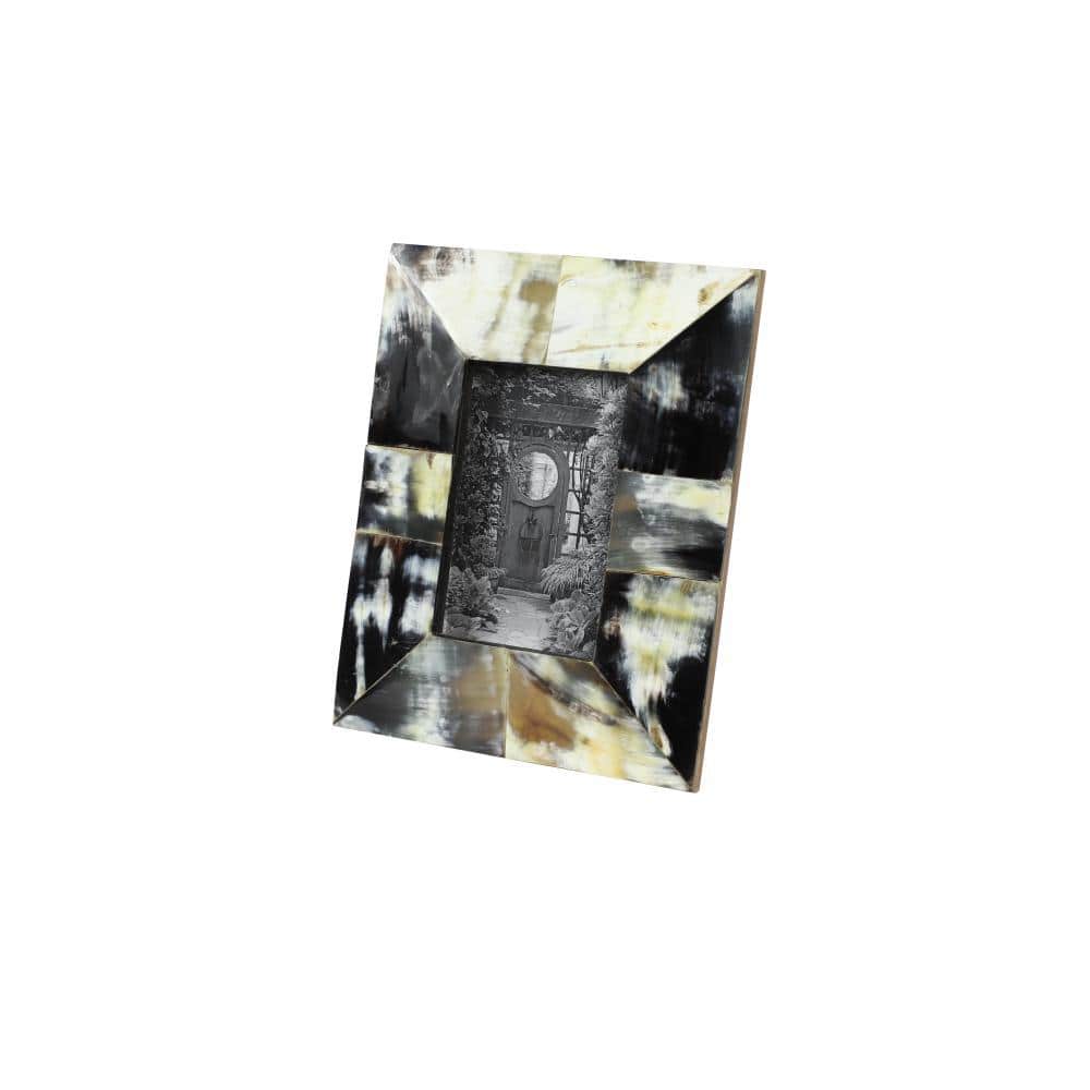 Elegant 8" x 10" Black and Gold Horn Marbled Picture Frame