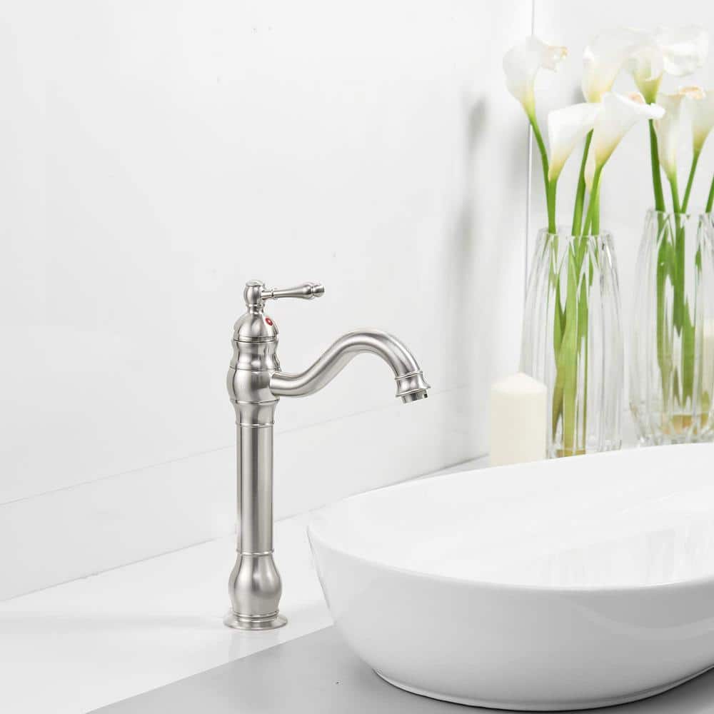 Brushed Nickel Single Handle High Arc Bathroom Faucet