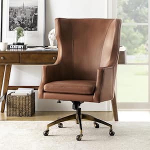 Glitzhome Mid-Century Modern White Leatherette Gaslift Adjustable