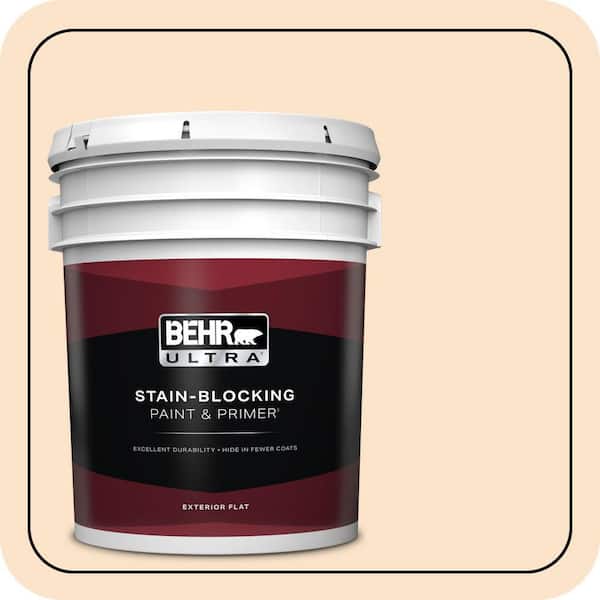 BEHR ULTRA 5 gal. #300C-2 Sand Dollar White Flat Exterior Paint & Primer