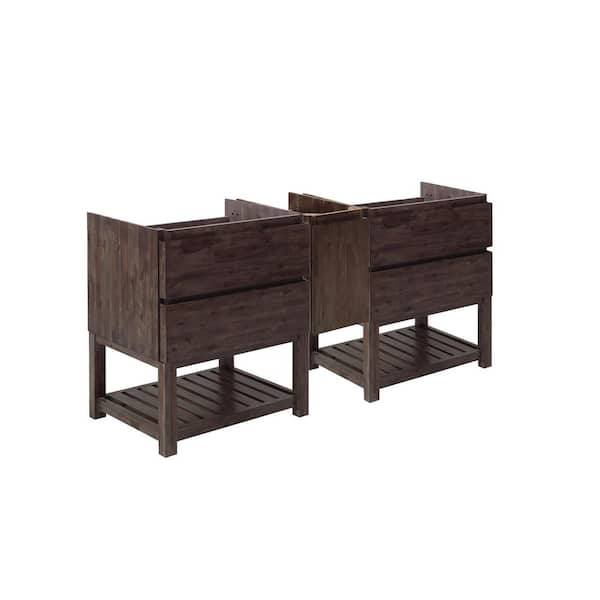 Formosa 82 in. Freestanding Open Bottom Double Bath Vanity Cabinet without Top in Acacia