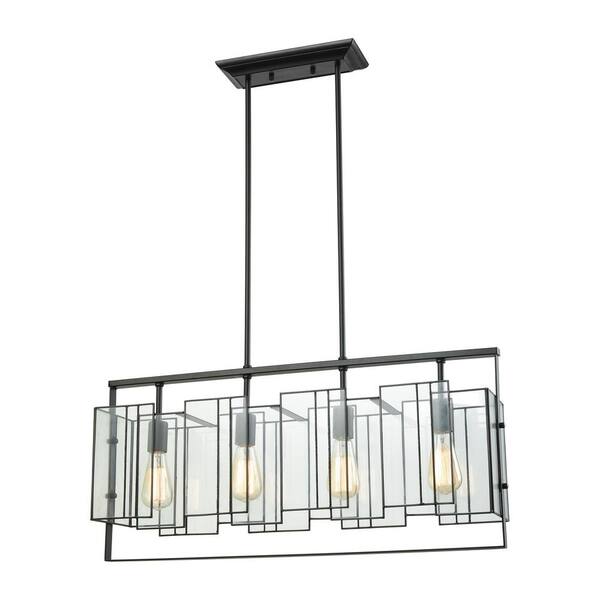 Titan Lighting Stratus 4-Light Oil Rubbed Bronze Chandelier with Clear Glass Shade