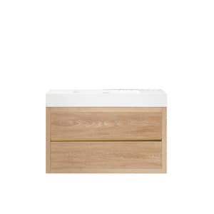 Palencia 36 in. W x 20 in. D x 23.6 in. H Bath Vanity in North American Oak with White Integral Composite Stone Top