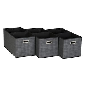 11 in. H x 11 in. W x 11 in. D Black and Grey Cube Storage Bin