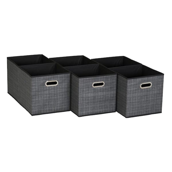 HOUSEHOLD ESSENTIALS 11 in. H x 11 in. W x 11 in. D Black and Grey Cube Storage Bin
