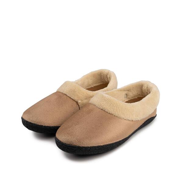 Stay Warm Apparel Size 10 L/XL Tan Memory Foam Heated Slipper with Rechargeable Battery