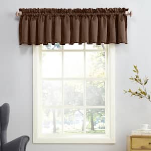 Gregory Chocolate Polyester 54 in. W x 18 in. L Rod Pocket Room Darkening Curtain Valance (Single Panel)