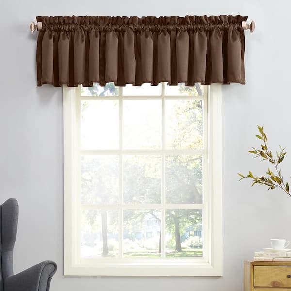 No. 918 Gregory Chocolate Polyester 54 in. W x 18 in. L Rod Pocket Room Darkening Curtain Valance (Single Panel)