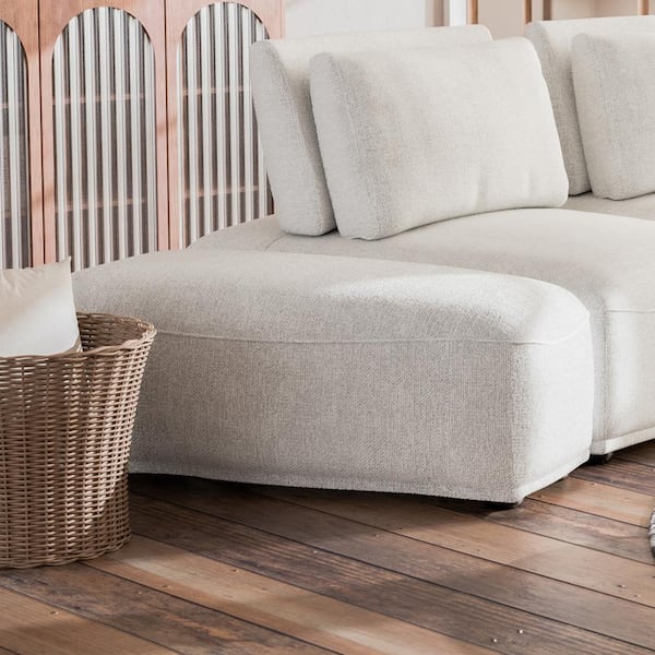 Furniture of America Fairwind 24 in. Armless Chenille Curved Modular Ottoman Sofa in White