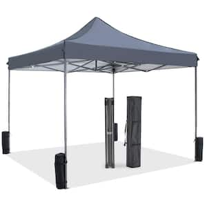 10 ft. x 10 ft. Gray Pop Up Canopy Tent Outdoor Shade Instant Portable Sun Shelter Canopy Tent for Parties Camping