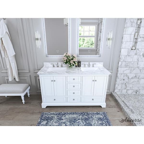 Ancerre Designs Audrey 60 in. W x 22 in. D Vanity in White with