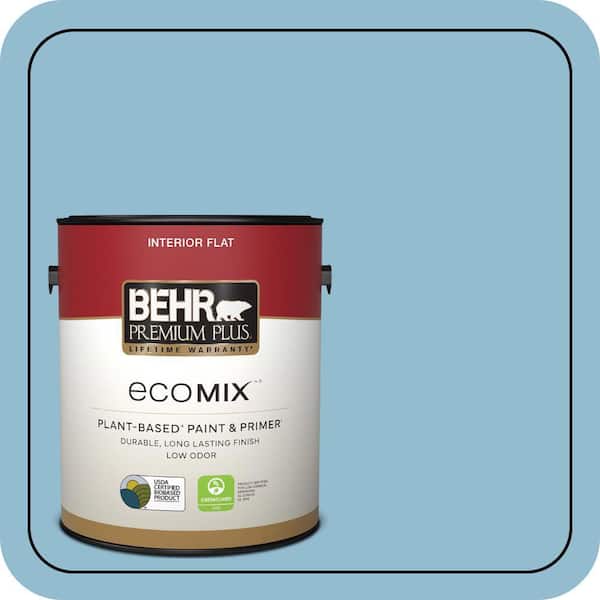 1 gal. #S490-3 Reef Blue Flat EcoMix Plant-Based Interior Paint & Primer