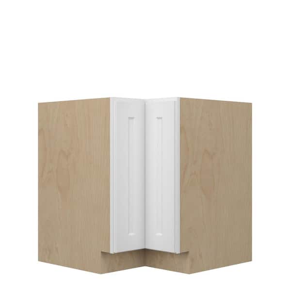 Norfolk Shaker 36 in. W x 34.5 in. H x 24 in. D in Painted White Plywood Assembled Corner Lazy Susan Base-Right