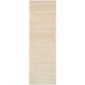 Adirondack Champagne/Cream 3 ft. x 16 ft. Solid Color Striped Runner Rug