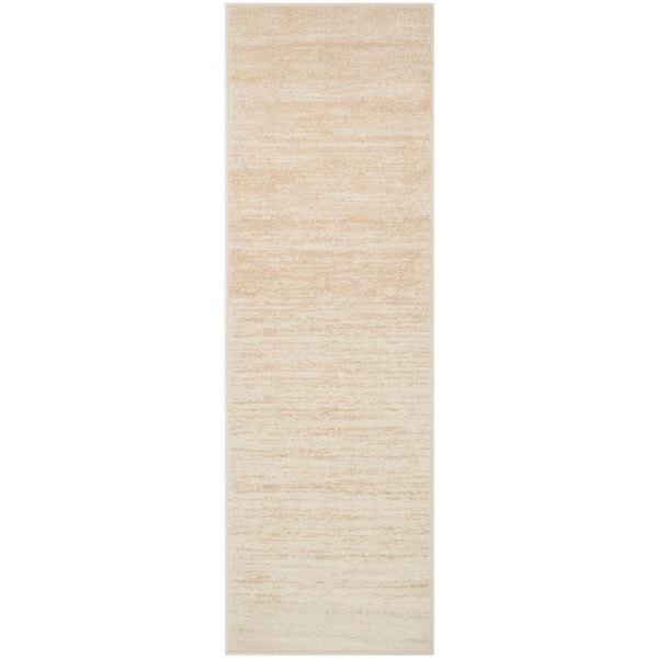 Adirondack Champagne/Cream 3 ft. x 20 ft. Solid Color Striped Runner Rug