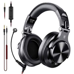 Studio Gaming Portable Wired Over Ear Headphones w/Boom Mic, Black