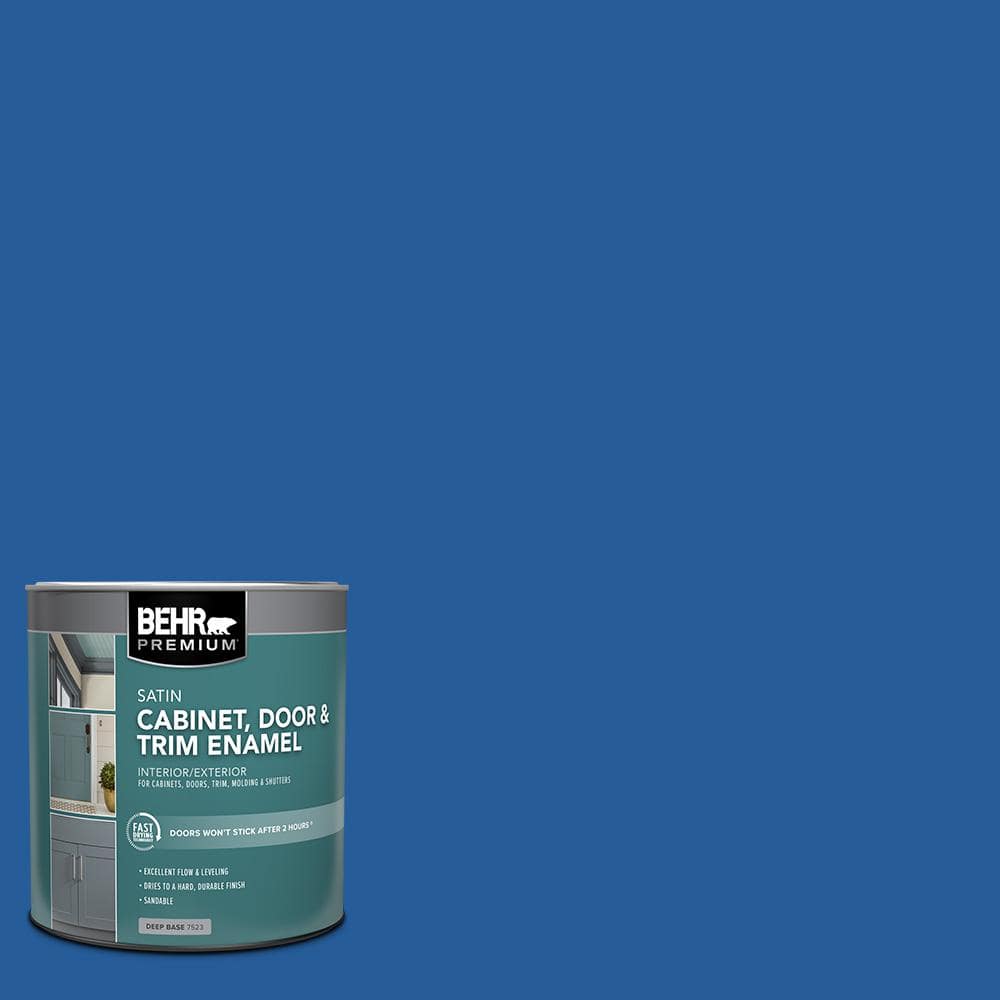 BEHR PREMIUM 1 qt. #P510-7 Beacon Blue Satin Enamel Interior/Exterior ...