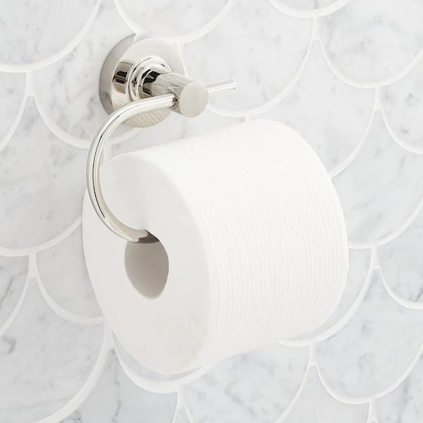 SIGNATURE HARDWARE Lexia Wall Mounted Toilet Paper Holder in Polished Nickel