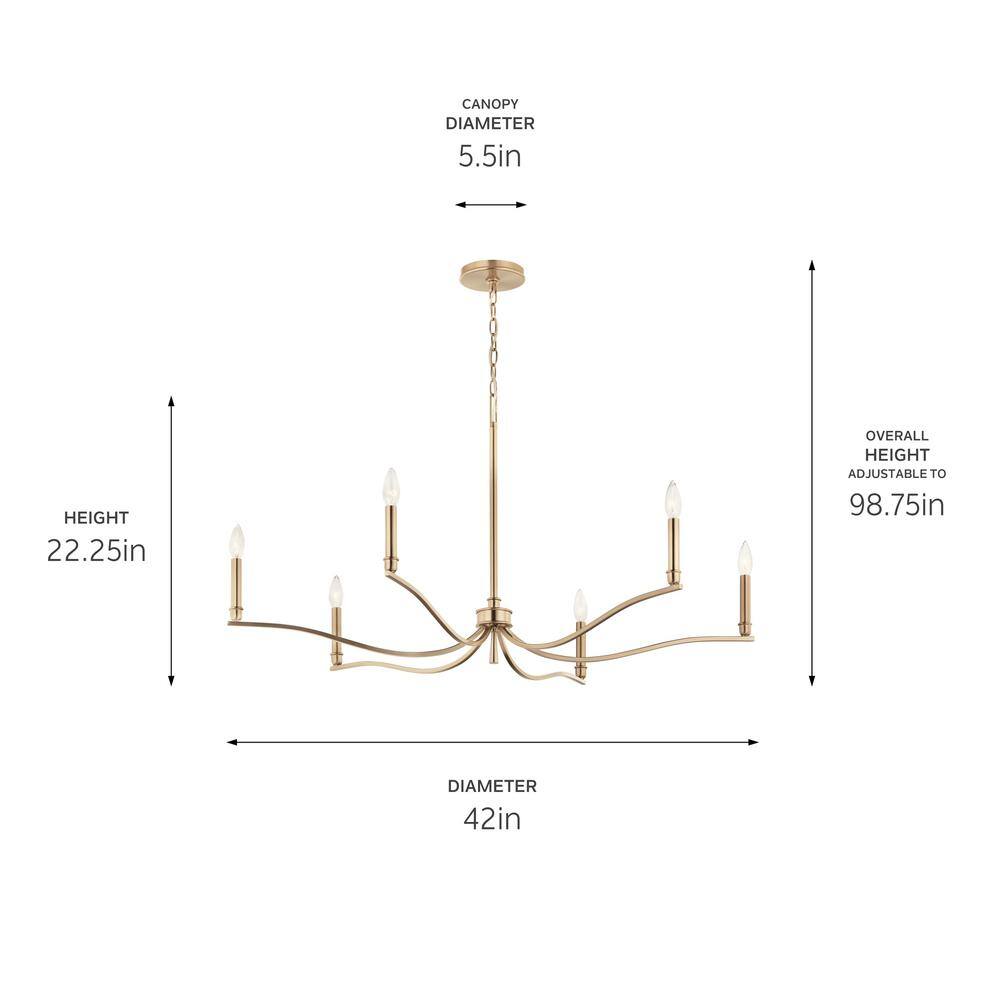 Champagne Bronze 6-Light Candle Style Chandelier