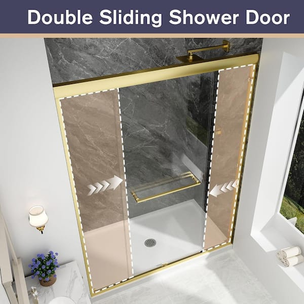 KPUY 49-54 in. W x 70 in. H Sliding Framed Shower Door in Brushed