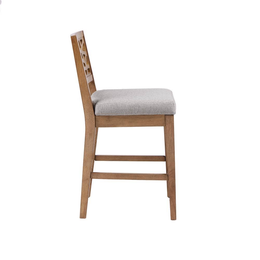 Caramel Oak Crackle Mosaic Counter Stool in Light Gray
