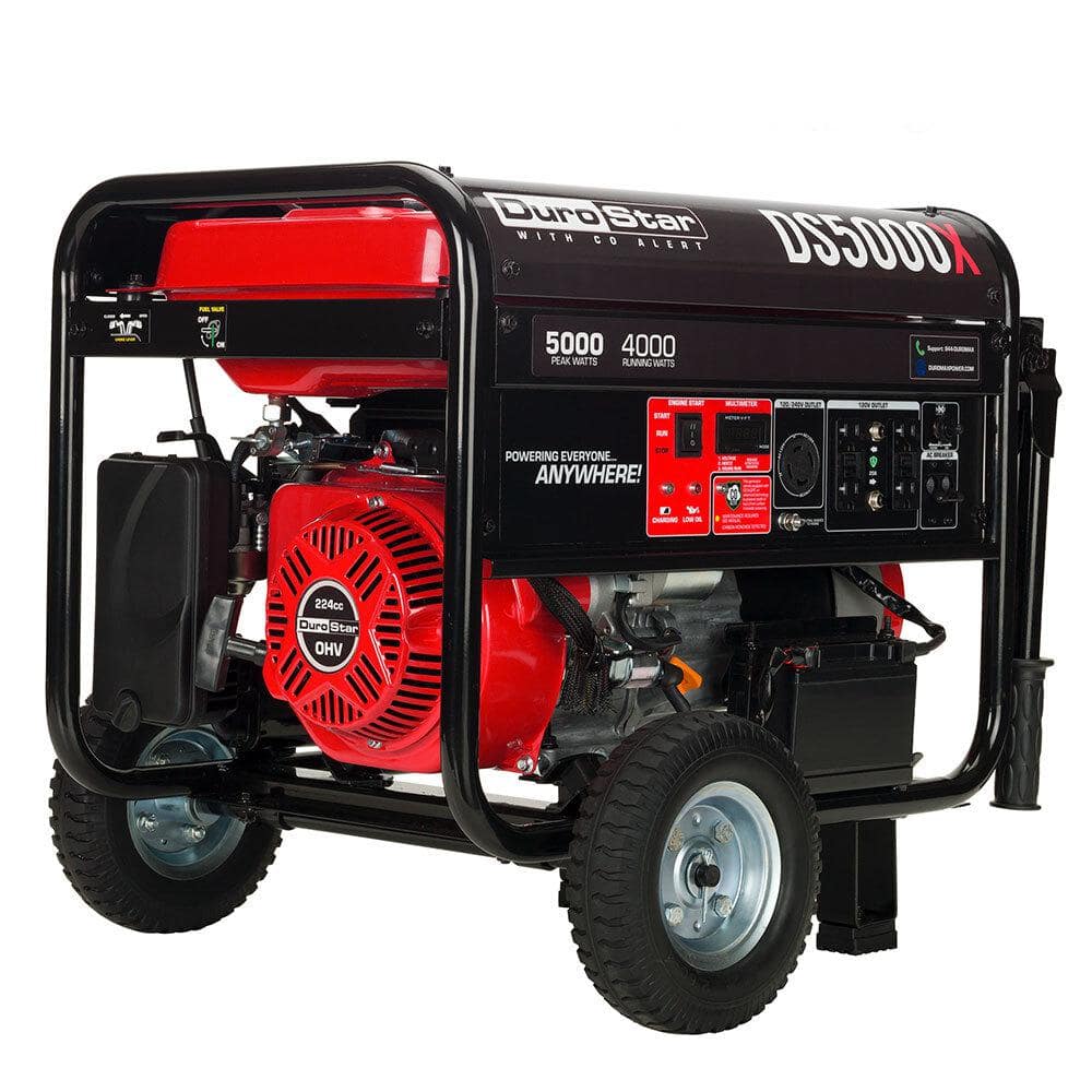 5,000-Watt/4,000-Watt 224cc Electric Start Gas Portable Generator with CO Alert -  Durostar, DS5000X