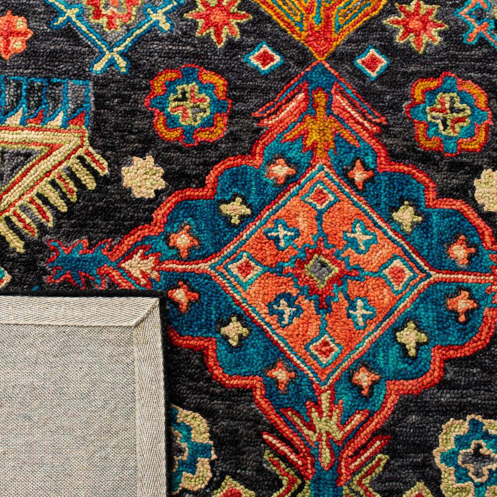 Aspen Charcoal and Blue Handmade Wool Floral Area Rug