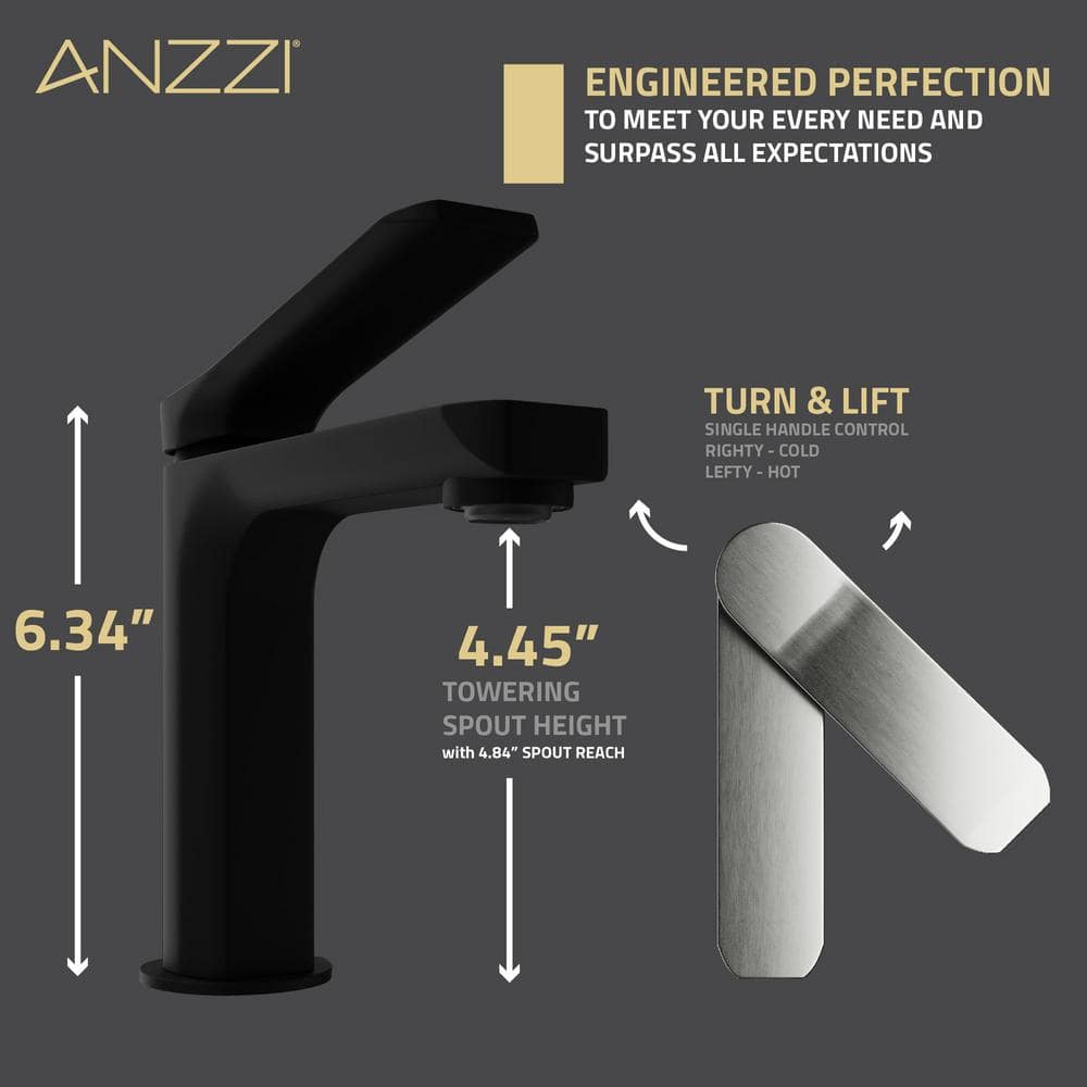 Matte Black and Brushed Nickel Single Handle Bathroom Faucet