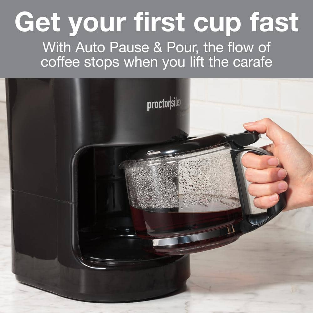 Proctor Silex 10-Cup Black Drip Coffee Maker with Glass Carafe