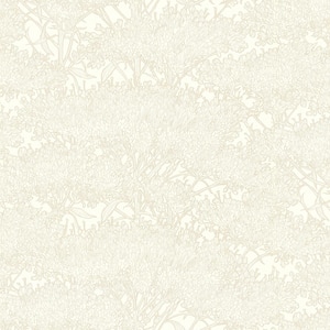 Absolutely Chic Cream/Grey Cherry Blossom Motif Vinyl on Non-Woven Non-Pasted Metallic Wallpaper (Covers 57.75 sq.ft.)