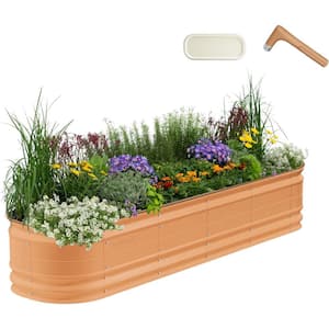 17 in. Tall 9 in 1 Novel Modular Raised Garden Bed Kit Metal Planter Box w/2 in 1 Wrench Magnetic Plant Tags Terra Cotta