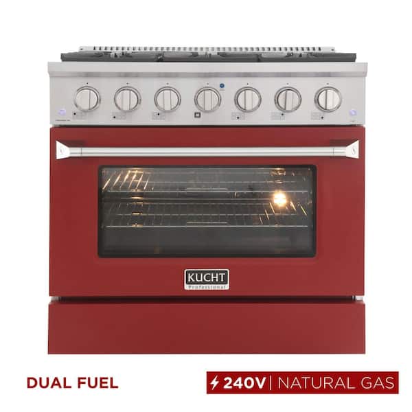 36 in. 5.2 cu. ft. Dual Fuel Range with Gas Stove and Electric Oven with Convection Oven in Stainless Steel