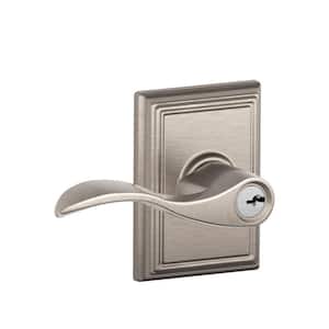 Accent Satin Nickel Keyed Entry Door Handle with Addison Trim