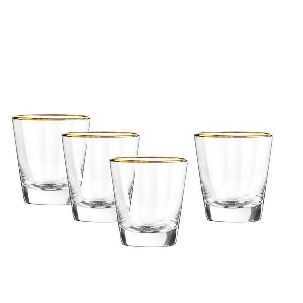 Qualia Dominion Gold 13 oz. Double Old Fashioned Glass (4-Piece Set)