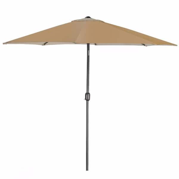 Barton 11 ft. Steel Outdoor Garden Canopy Market Tilt Patio Umbrella in Beige with Crank and Adjustable Height/Push Button