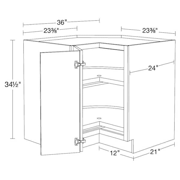 Contractor Express Cabinets Arlington Vessel Blue Plywood Shaker Assembled Corner Easy Reach Kitchen Cab Sft CLS Left 36 in W x 24 in D x 34.5 in H