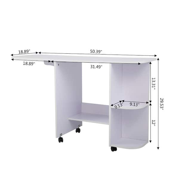 Ackitry 46.5'' x 19.7'' Foldable Sewing Table with Wheels