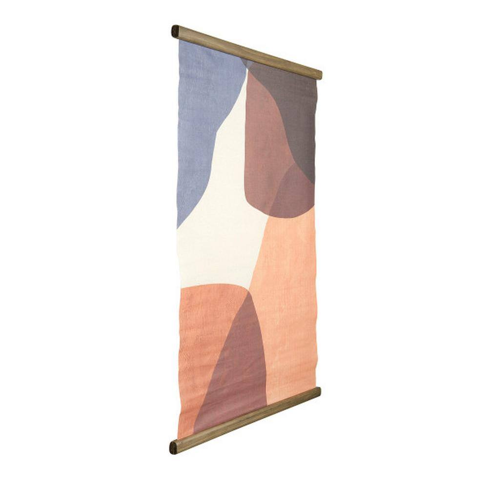Large Multicolor Abstract Canvas Scroll Wall Art with Wood Frame