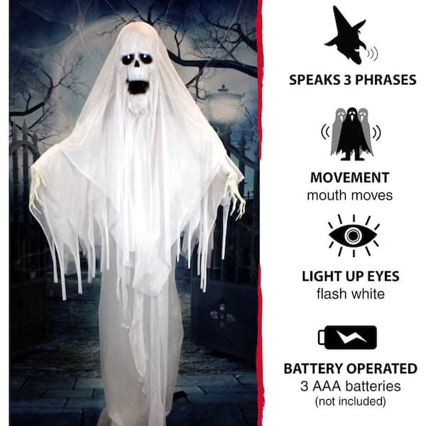 6 ft. Animatronic Ghost with Lights and Sound, Indoor or Covered Outdoor Halloween Decoration