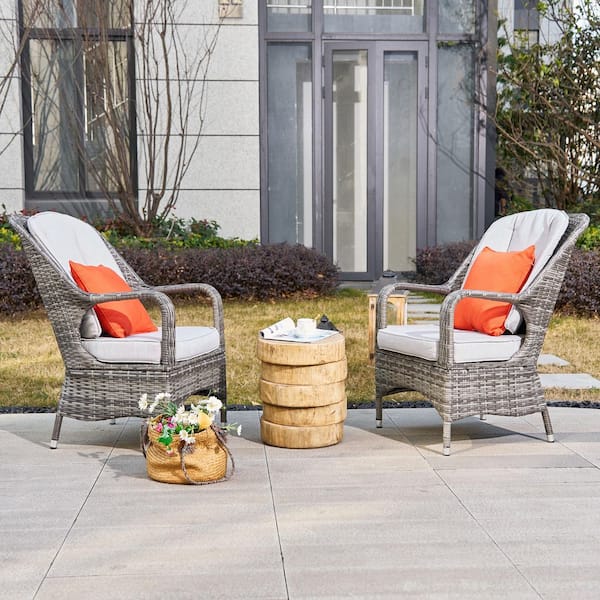 Nit 2-Person Outdoor Patio Wicker Aluminum Seating Group With Gray Cushions-Gray
