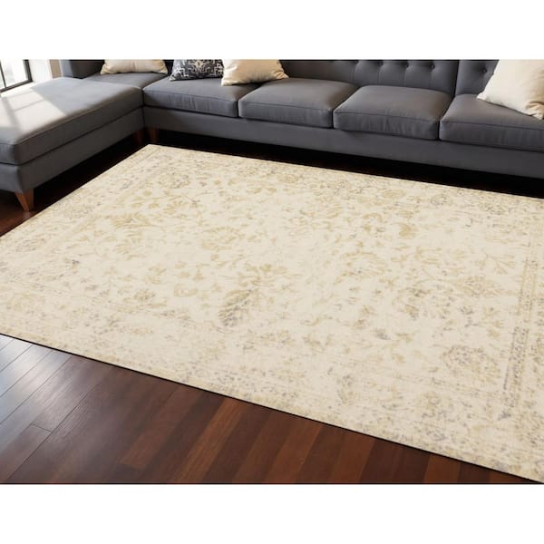 Beige  8 x 11 ft. Woven Abstract Rectangle Indoor Area Rug